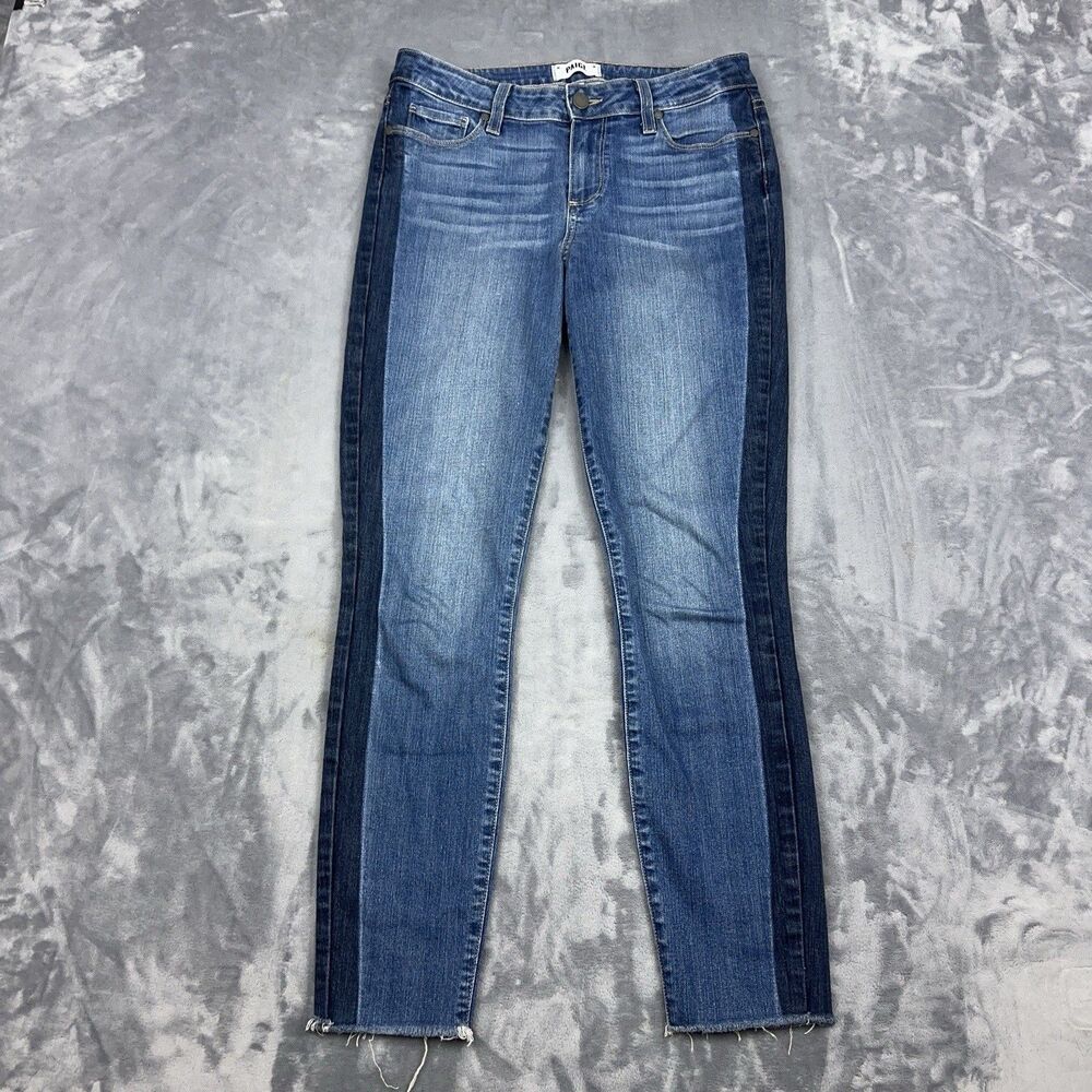 Paige Verdugo Ankle Jeans womens Size 29 Blue Two Tone Mid Rise Denim Stretch
